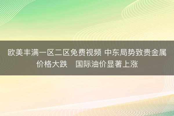 欧美丰满一区二区免费视频 中东局势致贵金属价格大跌　国际油价显著上涨