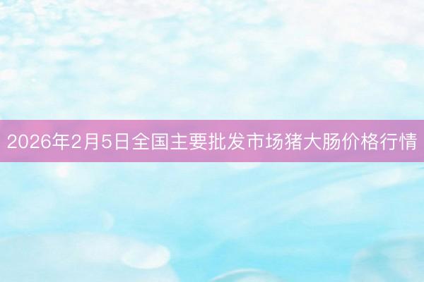 2026年2月5日全国主要批发市场猪大肠价格行情