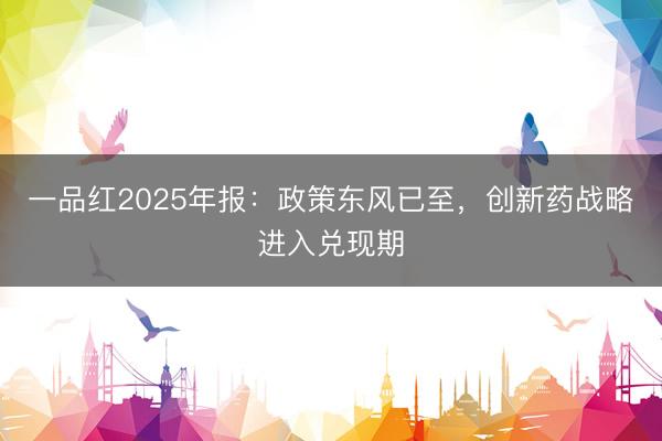 一品红2025年报：政策东风已至，创新药战略进入兑现期