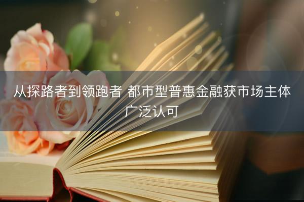 从探路者到领跑者 都市型普惠金融获市场主体广泛认可