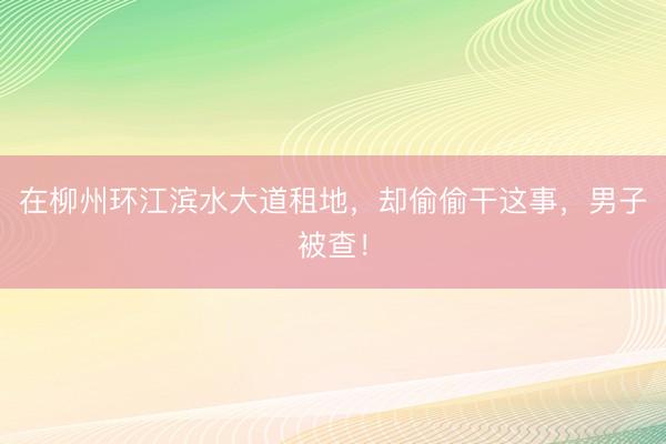 在柳州环江滨水大道租地，却偷偷干这事，男子被查！