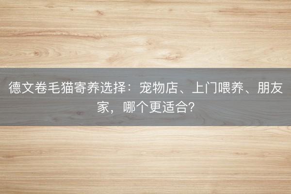 德文卷毛猫寄养选择：宠物店、上门喂养、朋友家，哪个更适合？