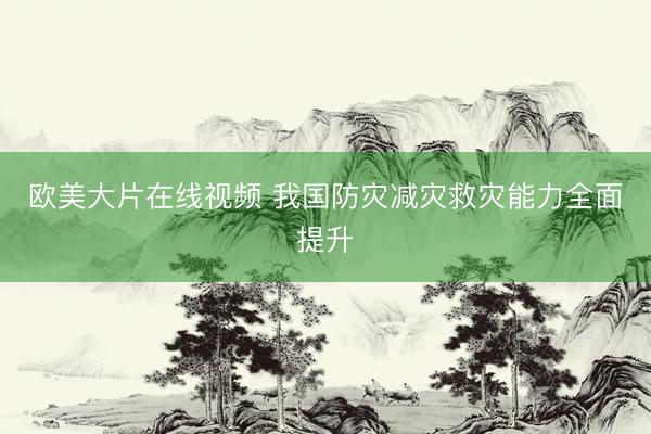 欧美大片在线视频 我国防灾减灾救灾能力全面提升