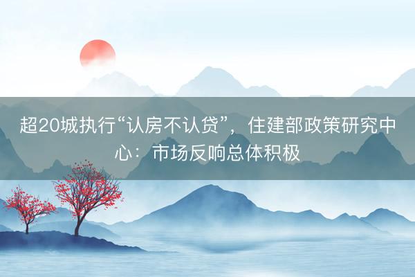 超20城执行“认房不认贷”,住建部政策研究中心:市场反响总体积极