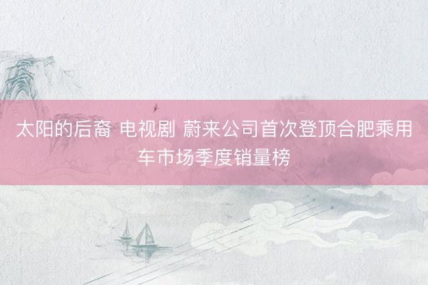 太阳的后裔 电视剧 蔚来公司首次登顶合肥乘用车市场季度销量榜