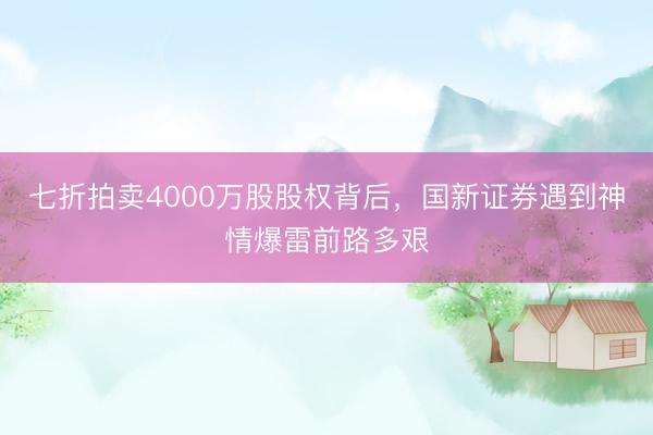七折拍卖4000万股股权背后，国新证券遇到神情爆雷前路多艰