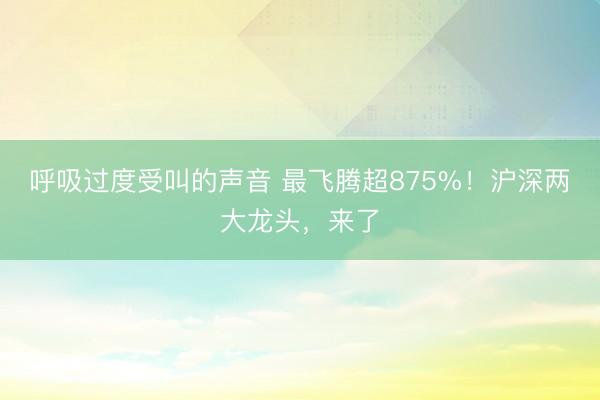 呼吸过度受叫的声音 最飞腾超875%！沪深两大龙头，来了