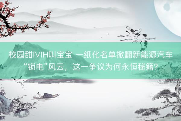 校园甜I∨IH叫宝宝 一纸化名单掀翻新能源汽车“锁电”风云，这一争议为何永恒秘籍？
