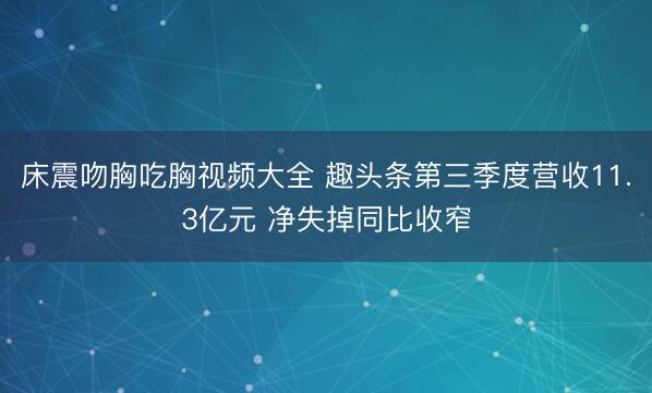床震吻胸吃胸视频大全 趣头条第三季度营收11.3亿元 净失掉同比收窄