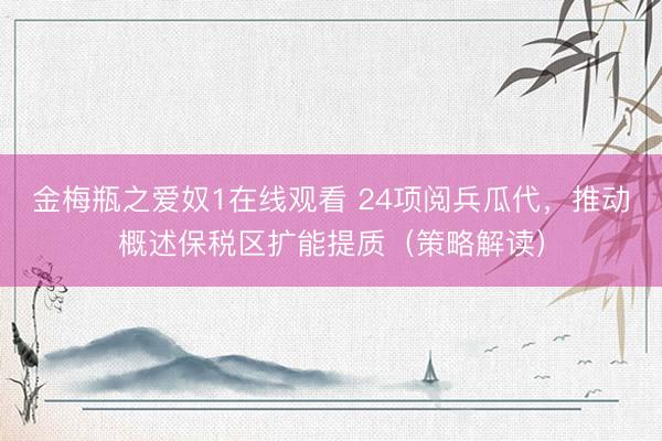 金梅瓶之爱奴1在线观看 24项阅兵瓜代，推动概述保税区扩能提质（策略解读）