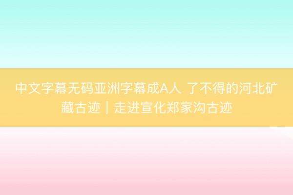 中文字幕无码亚洲字幕成A人 了不得的河北矿藏古迹｜走进宣化郑家沟古迹