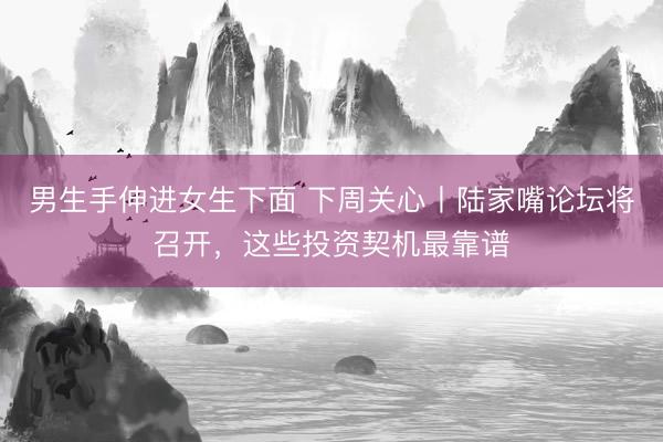 男生手伸进女生下面 下周关心丨陆家嘴论坛将召开，这些投资契机最靠谱