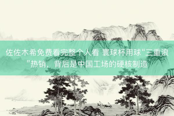 佐佐木希免费看完整个人看 寰球杯用球“三重浪”热销，背后是中国工场的硬核制造