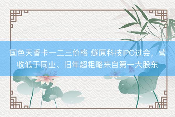 国色天香卡一二三价格 燧原科技IPO过会，营收低于同业、旧年超粗略来自第一大股东