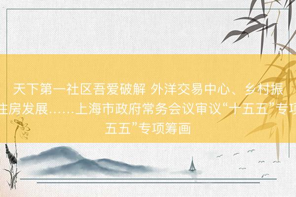 天下第一社区吾爱破解 外洋交易中心、乡村振兴、住房发展……上海市政府常务会议审议“十五五”专项筹画