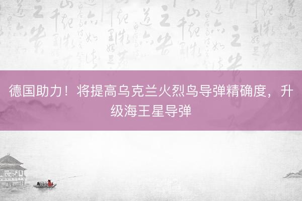 德国助力！将提高乌克兰火烈鸟导弹精确度，升级海王星导弹